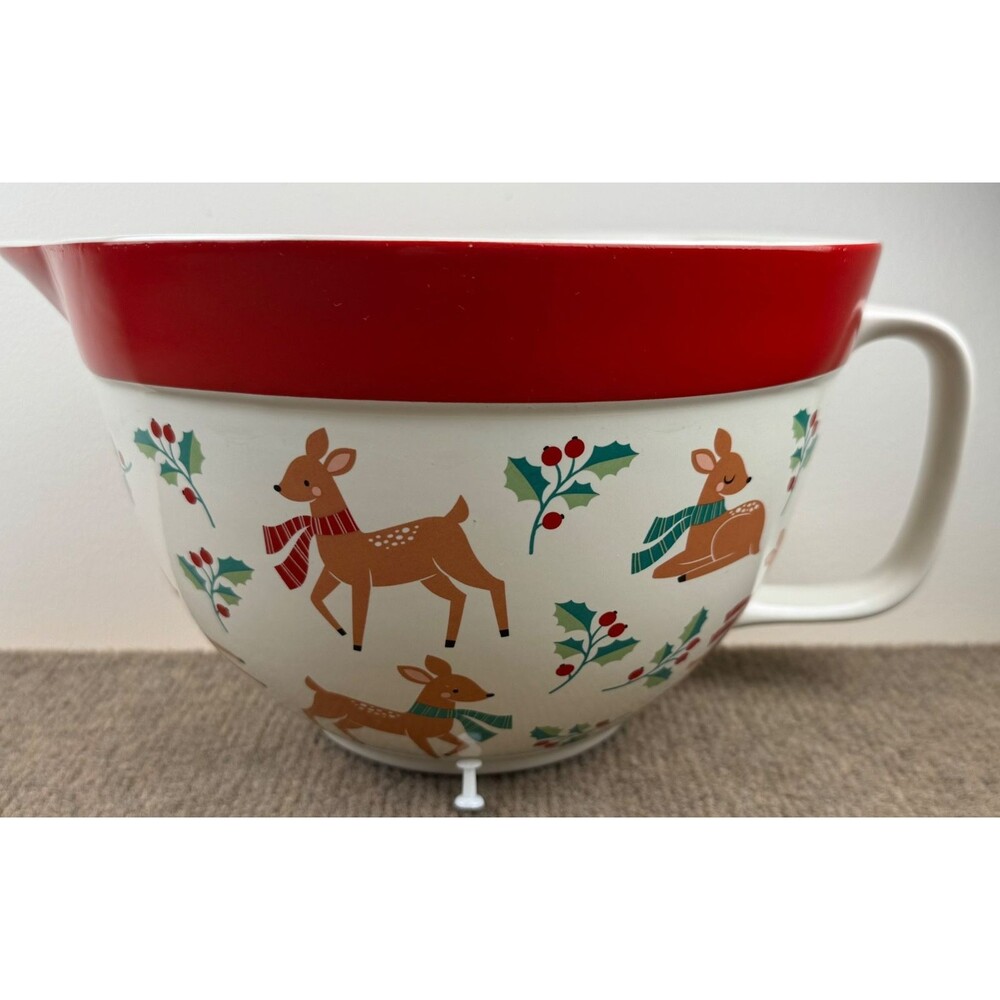 The Bakeshop By MasterClass Reindeer And Holy 3qt Ceramic Mixing Bowl W/Handle